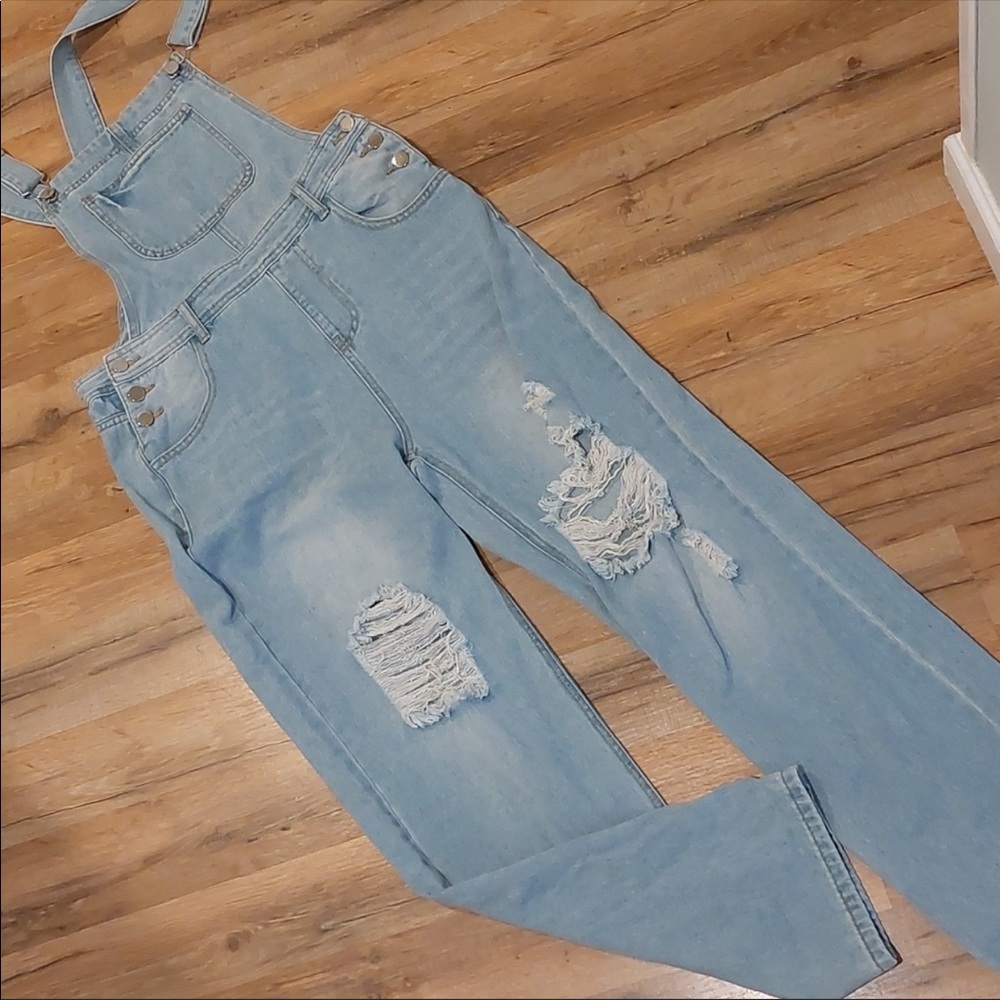 Women's blue denim overalls size L